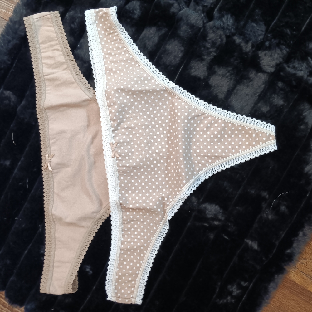 Beige Polka Dot Thong Set